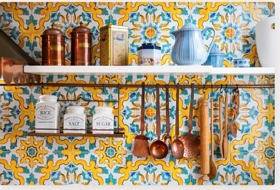 Maiolica tiles and kitchen details at ĀMĪTA